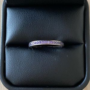 PANDORA Silver & Purple Enamel Radiant Heart Ring